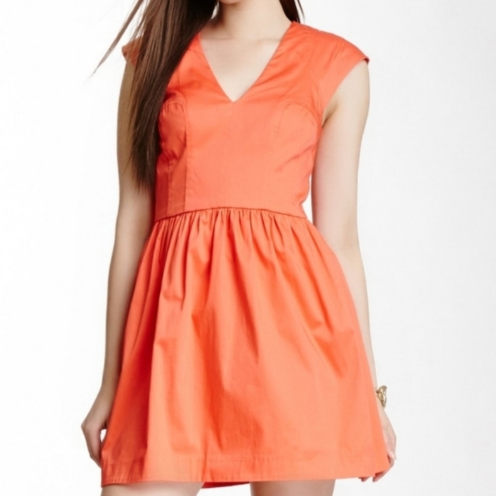 French Connection Spring, Summer Orange Cocktail Sleeveless Fit Flare Mini Dress